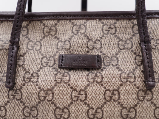 Gucci Small Tote W Strap GG Coated Canvas Brown