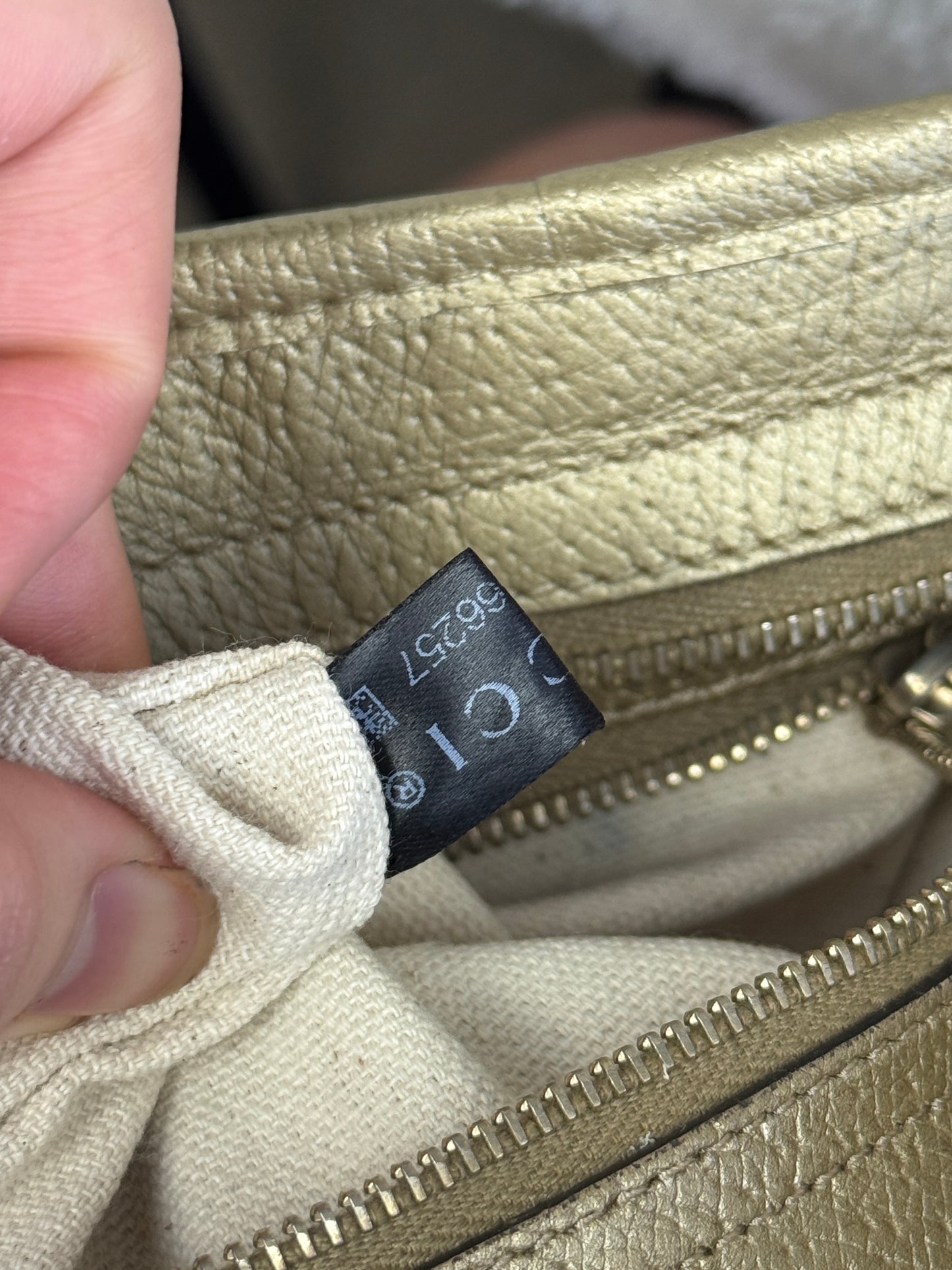 GUCCI Bree Small Handbag GG Canvas metallic Gold