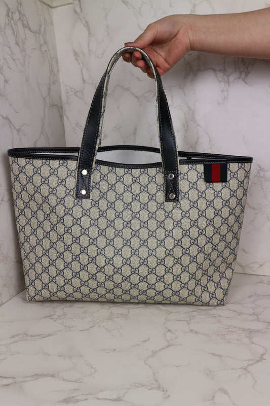 Gucci Web Loop Tote GG Supreme Navy