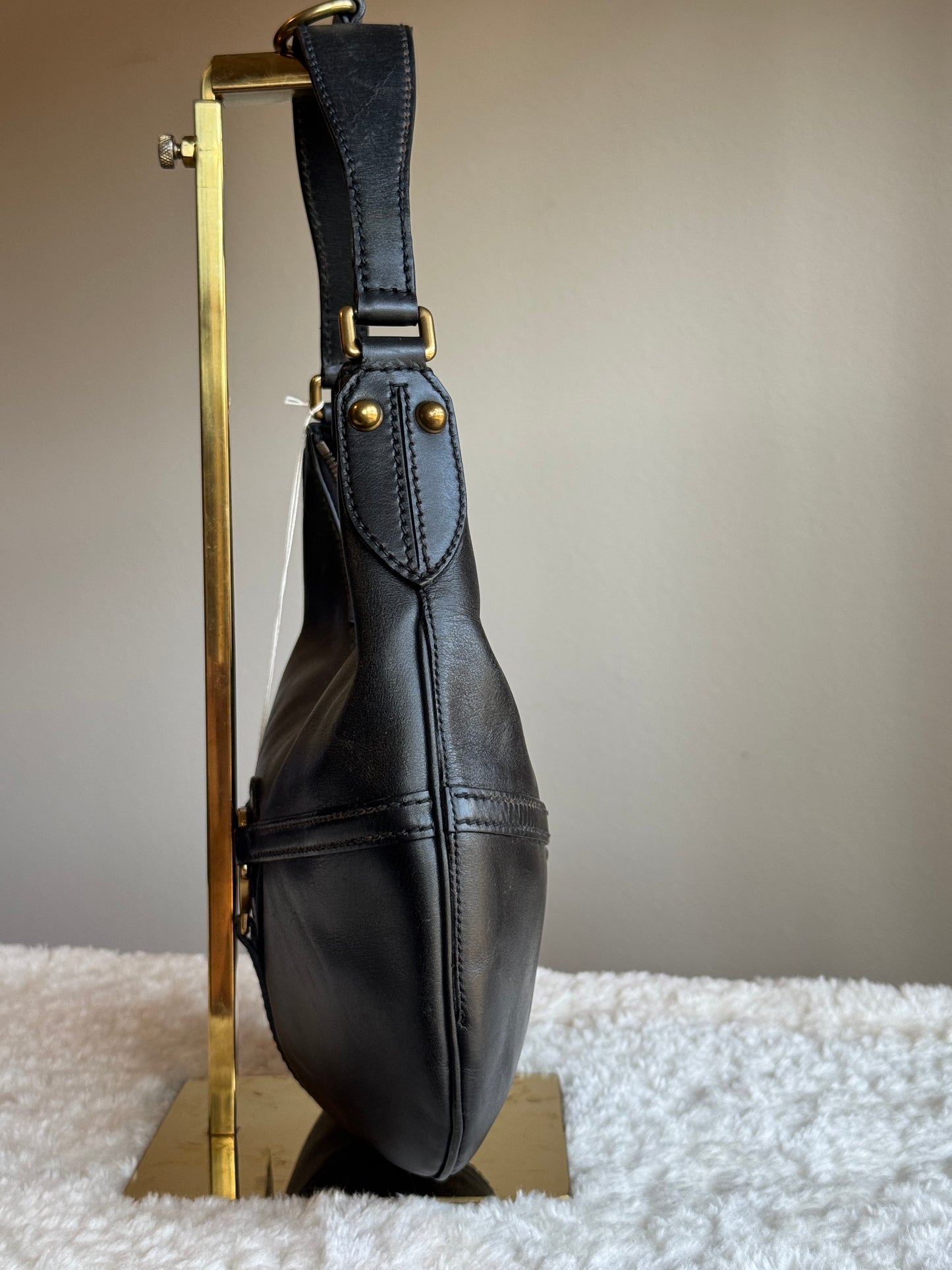 GUCCI Reins Hobo Leather Black