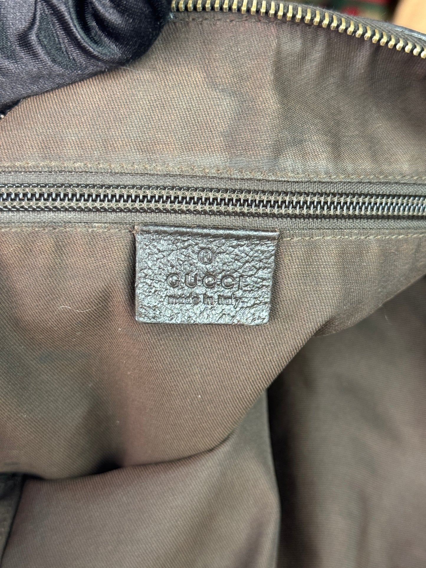 GUCCI Web Large Halfmoon Crossbody GG Canvas Brown