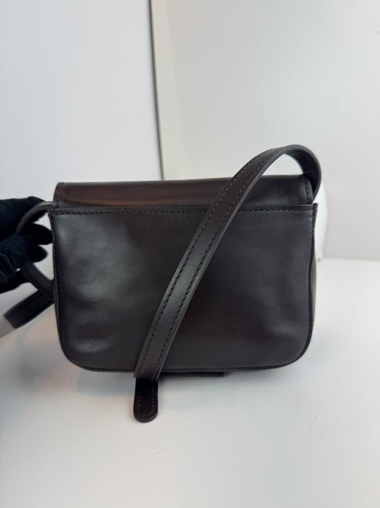 Fendi Vitello Elite Small Chameleon Crossbody Dark Brown