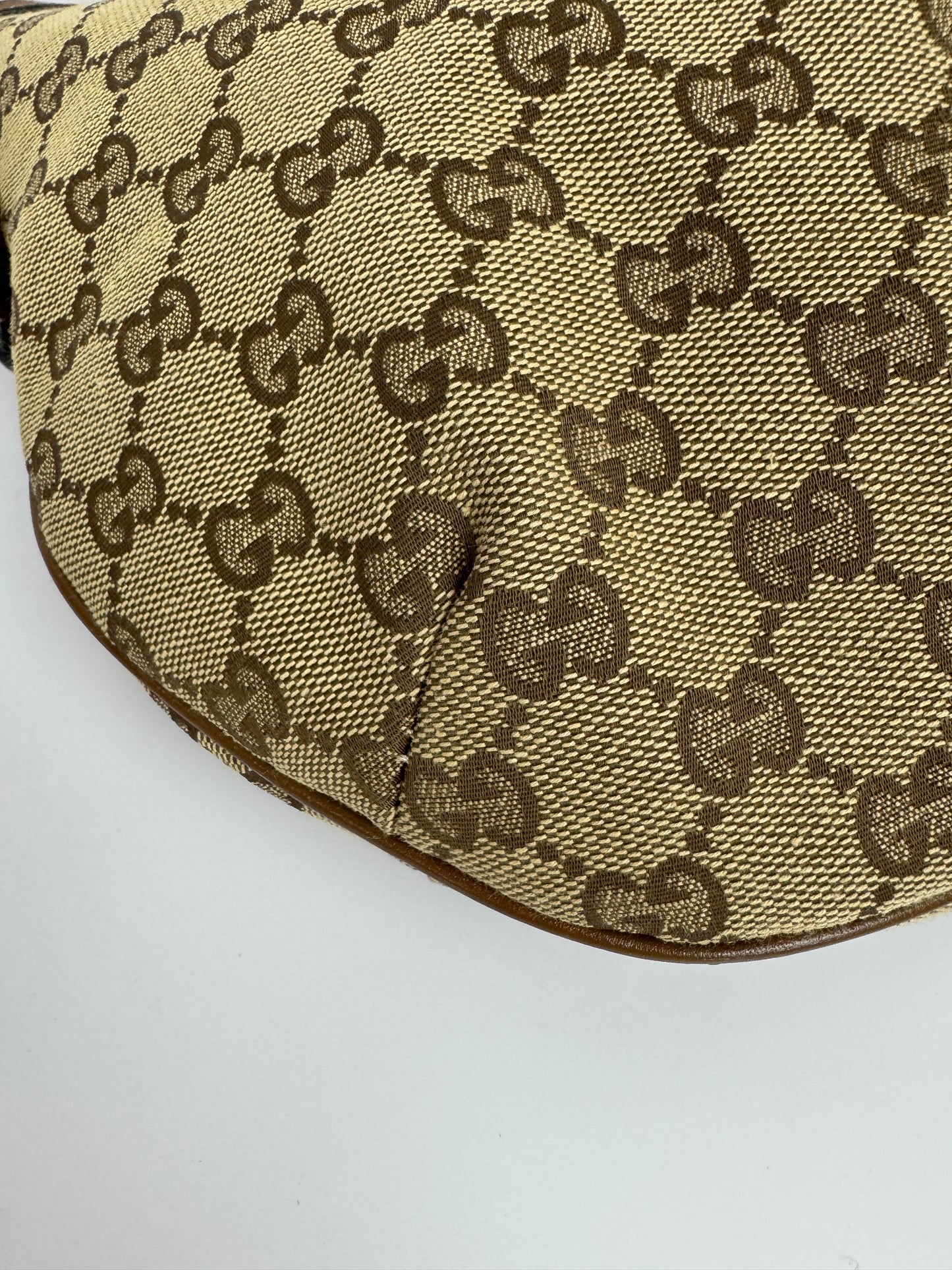 Gucci Web Half Moon Crossbody GG Canvas Brown