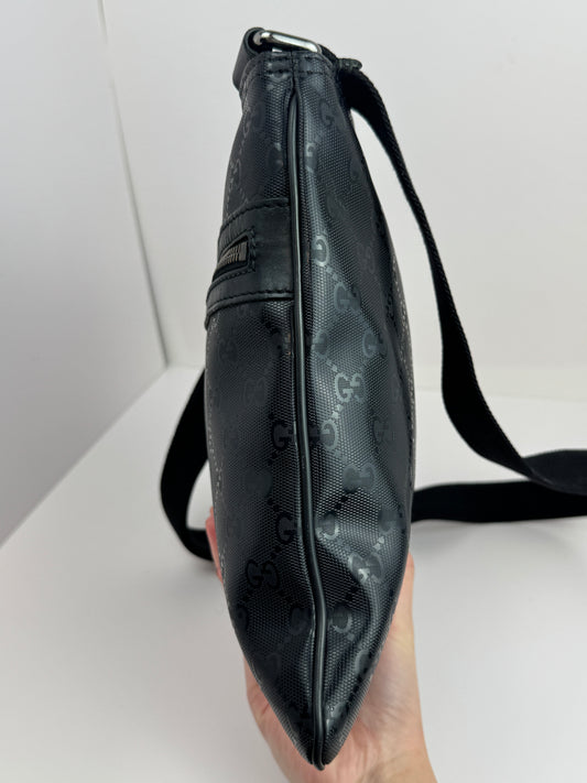 Gucci Flat Messenger Krystal GG Supreme canvas Black