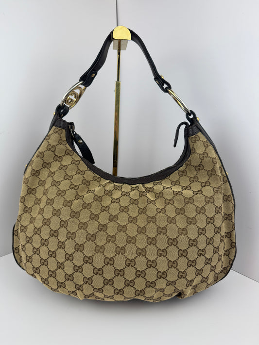 Gucci Hobo GG Interlocking Canvas Brown