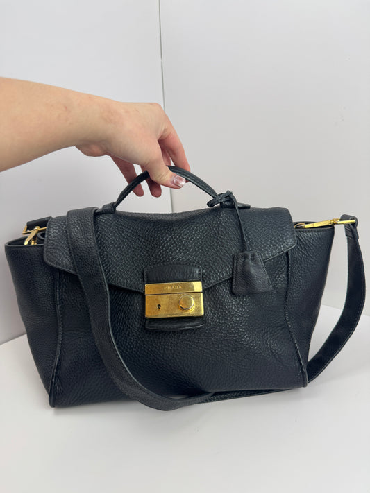 Prada Pattina Convertible Vitello Diano Leather bag Black