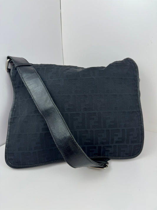 Fendi Zucca Flap Messenger Black