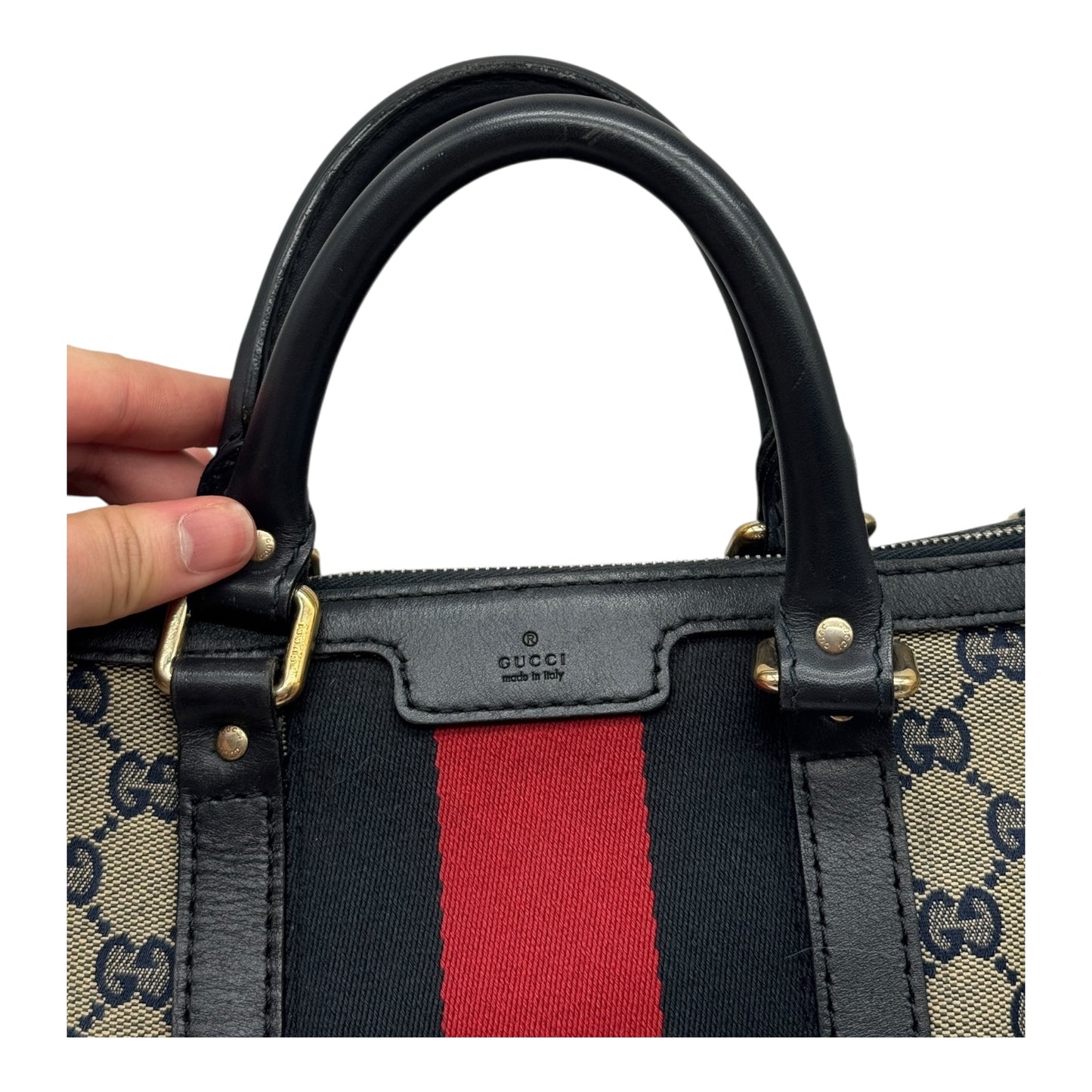 Authentic Gucci Boston GG Canvas Navy Blue