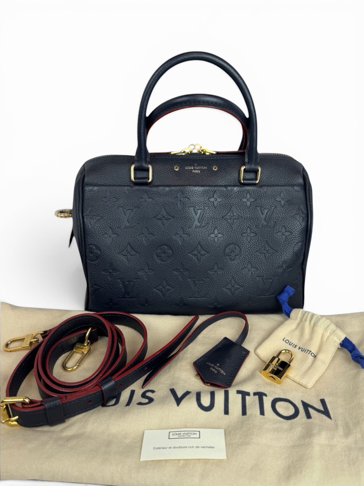 LV01👜 Louis vuitton speedy25 Bandoulière Monogram Empreine Leather Navy (year 2018)