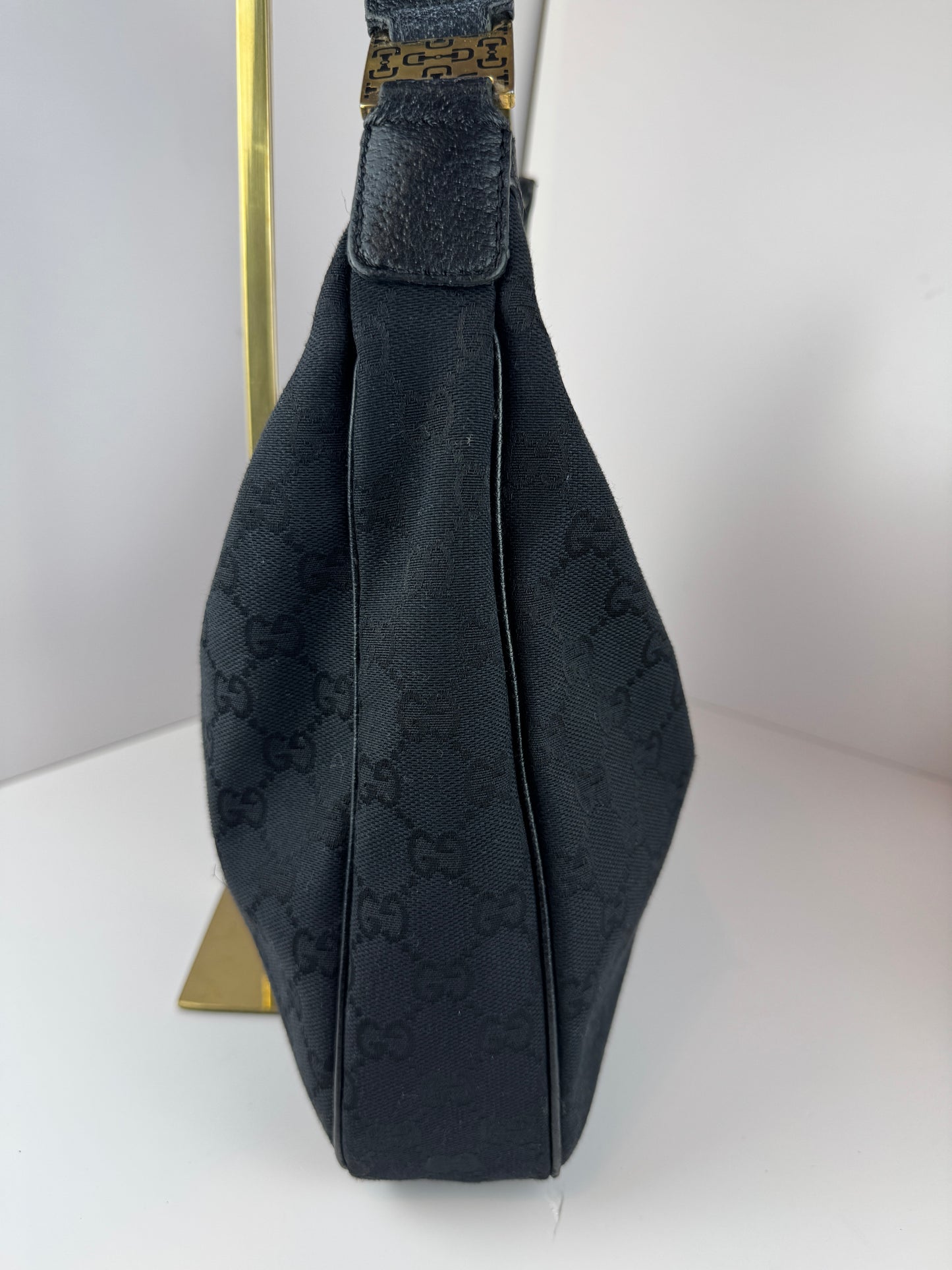 Gucci Hobo GG Canvas Black Shoulder Bag
