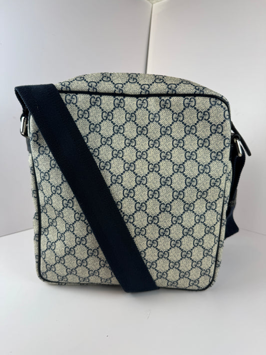 GUCCI Front Zip Messenger Coated Canvas