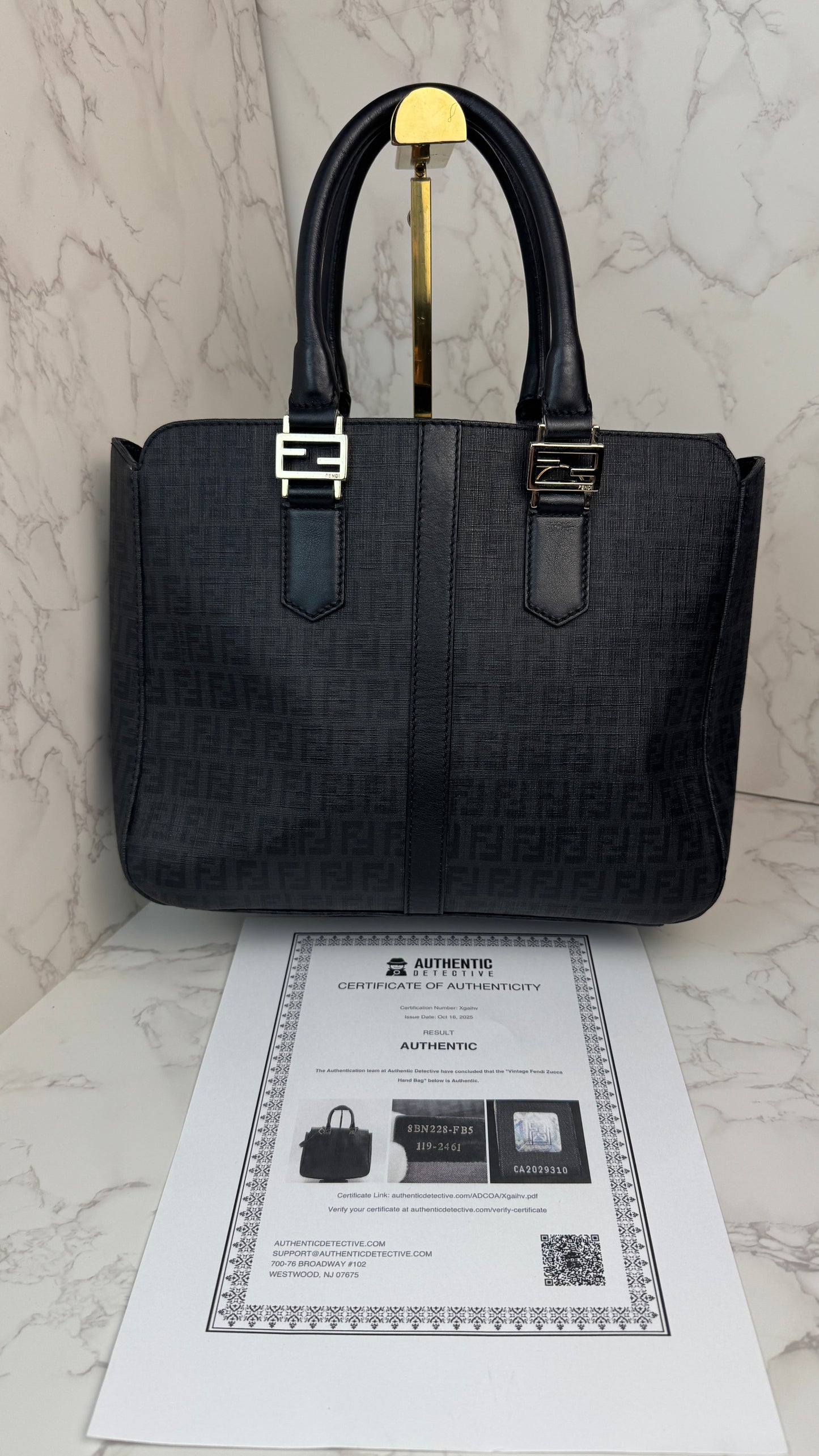 Fendi Zucca Canvas Top Handle Tote Bag