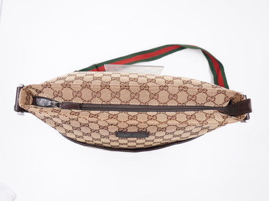GUCCI GG Canvas Web Messenger Bag with leather trim (Vintage)