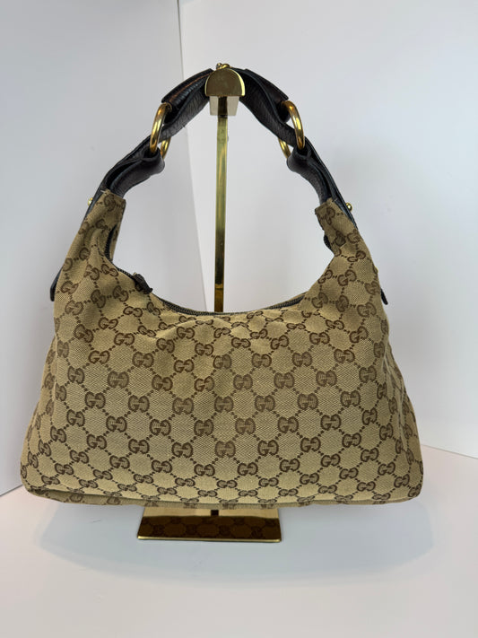 Gucci Hobo Horse-bit GG Canvas Brown