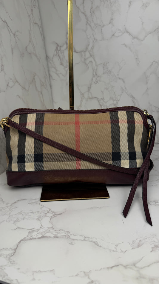 Burberry Convertible Clutch House Check Canvas Small