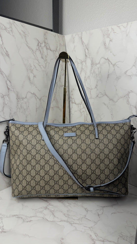 Gucci Tote With Strap GG Canvas light Blue