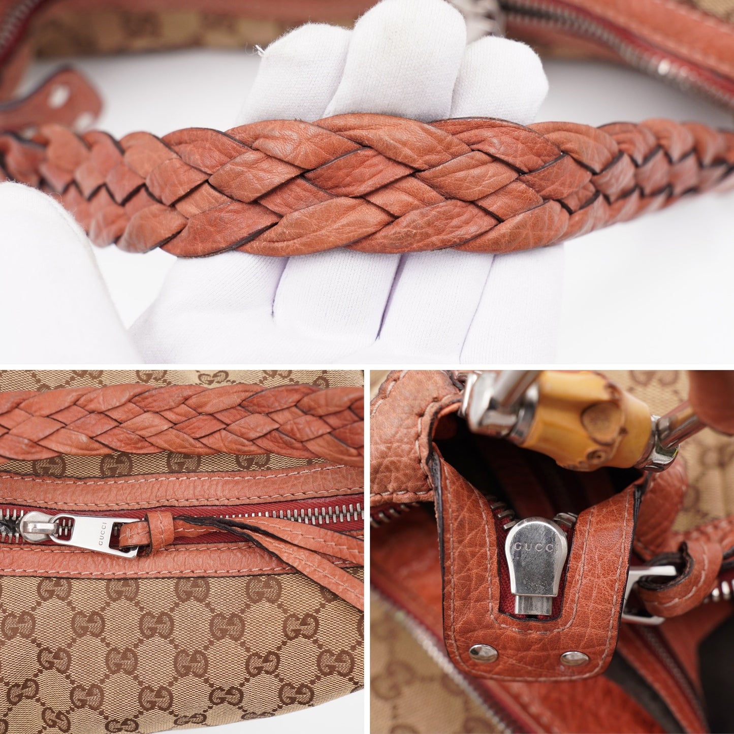 Gucci Bamboo Bar Shoulder Bag GG Canvas