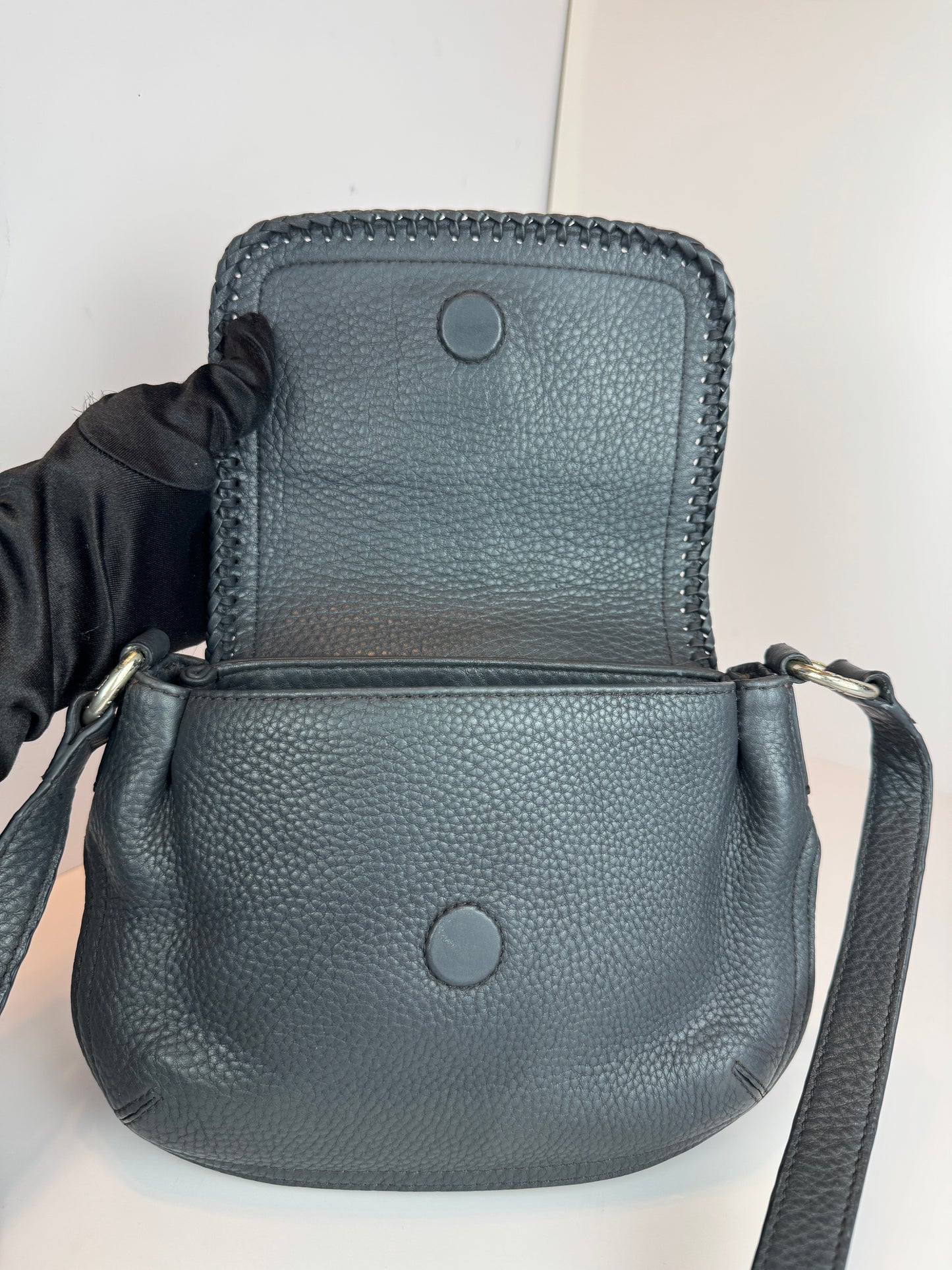 Mcm Leather flap crossbody Dark grey