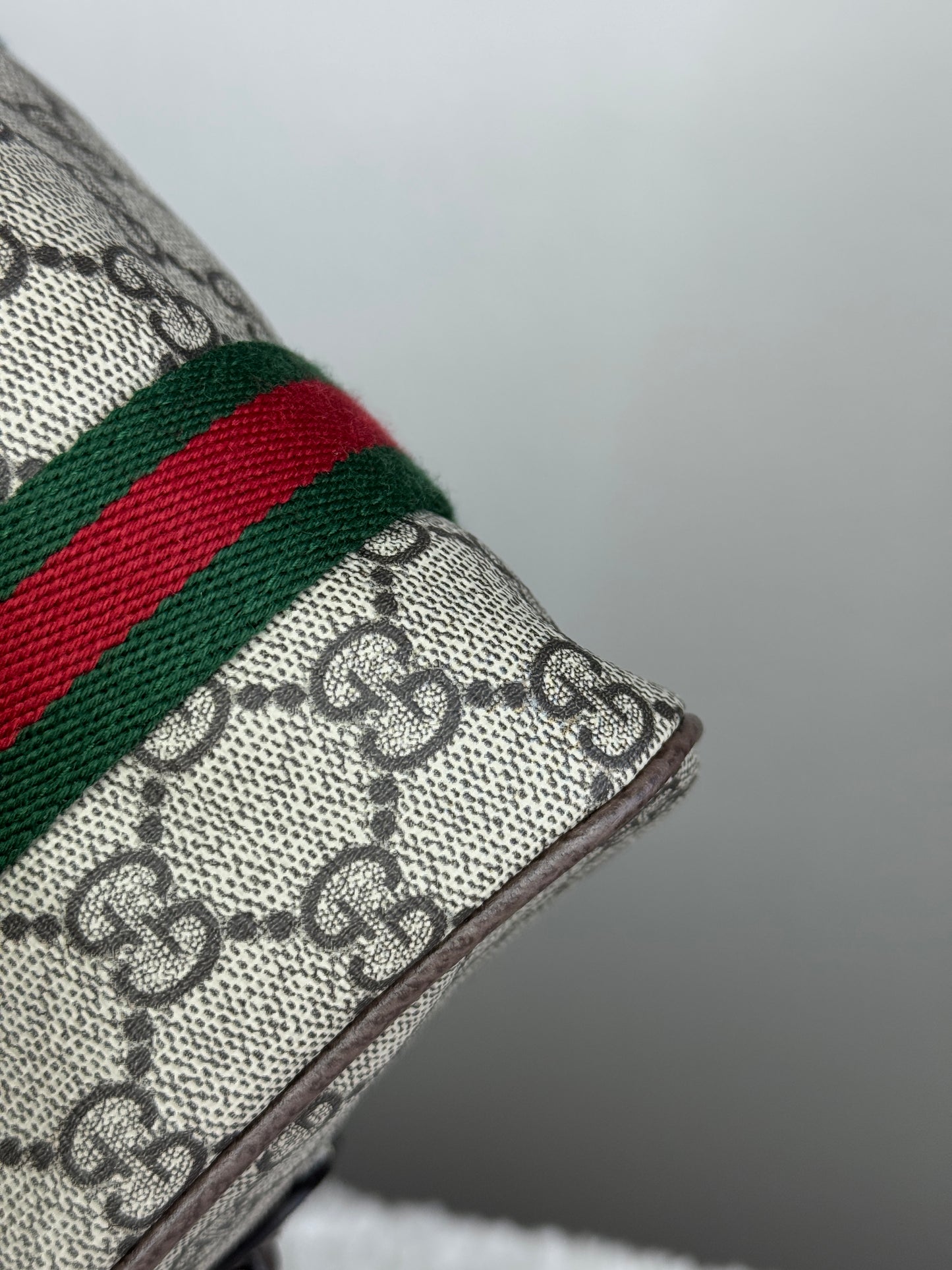 NEW GUCCI Web Boston GG Supreme Coated Canvas Brown