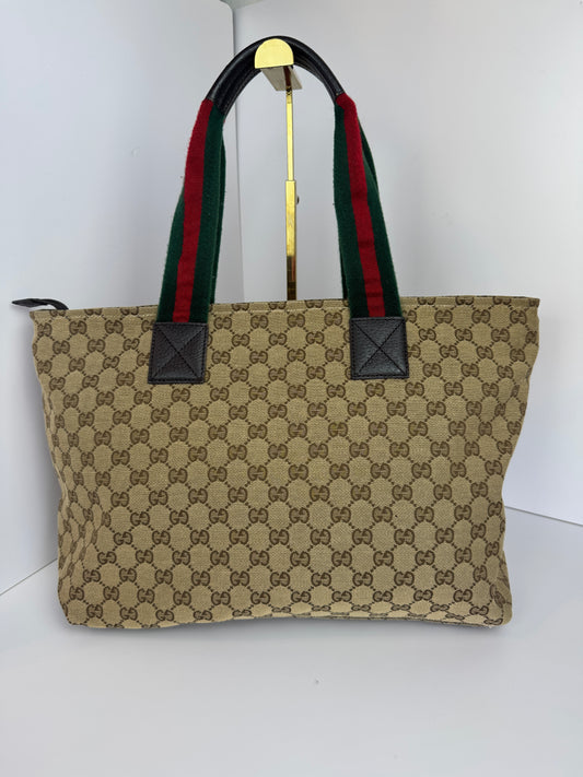 Gucci Web Stripe Diaper Tote GG Canvas