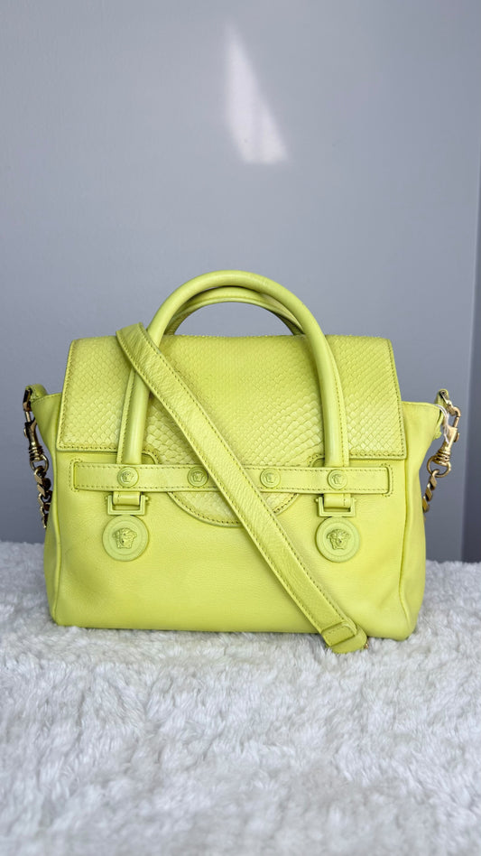 VERSACE Top Handle leather Bag Neon