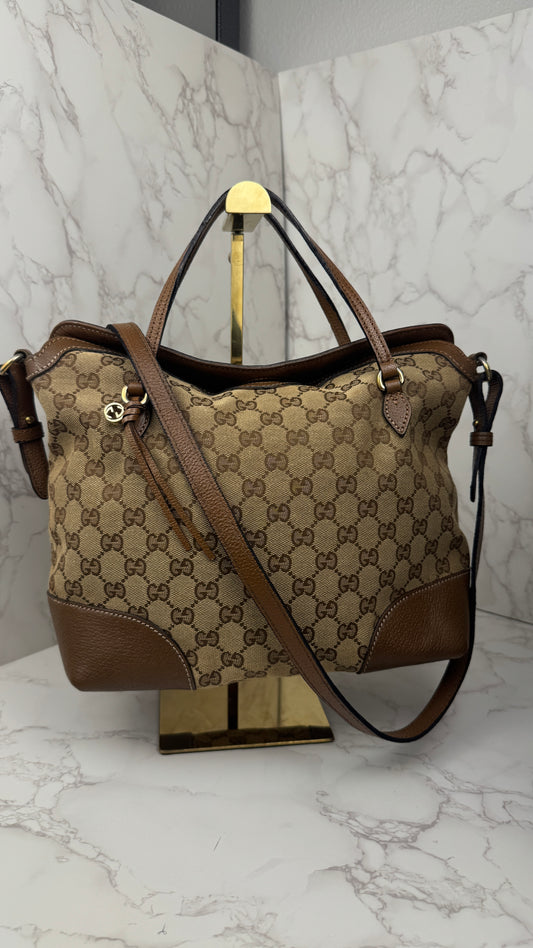 Gucci Bree GG canvas Tote Brown
