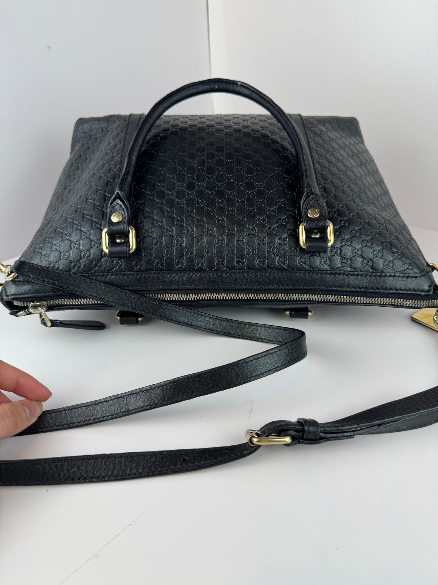 Gucci Soft Microguccdssima small Zippered Satchel Black