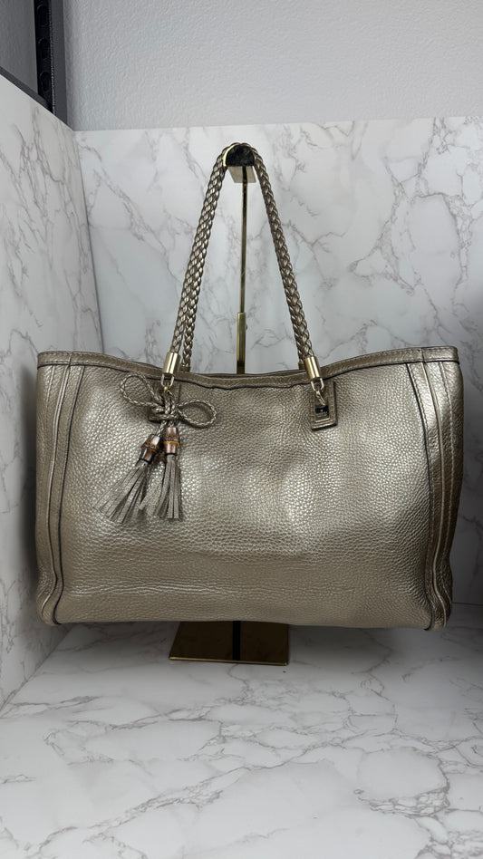 Gucci Bella Metallic Leather Tote Bag