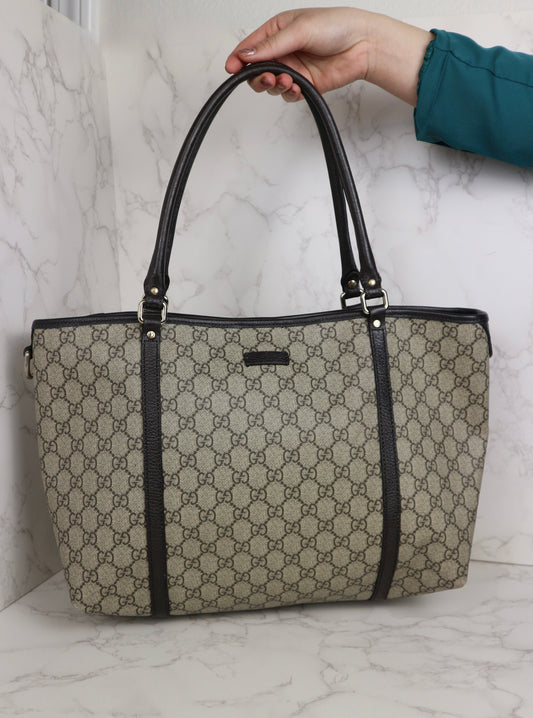 Gucci Shopping Tote Medium GG Supreme Coated Canvas Dark Brown