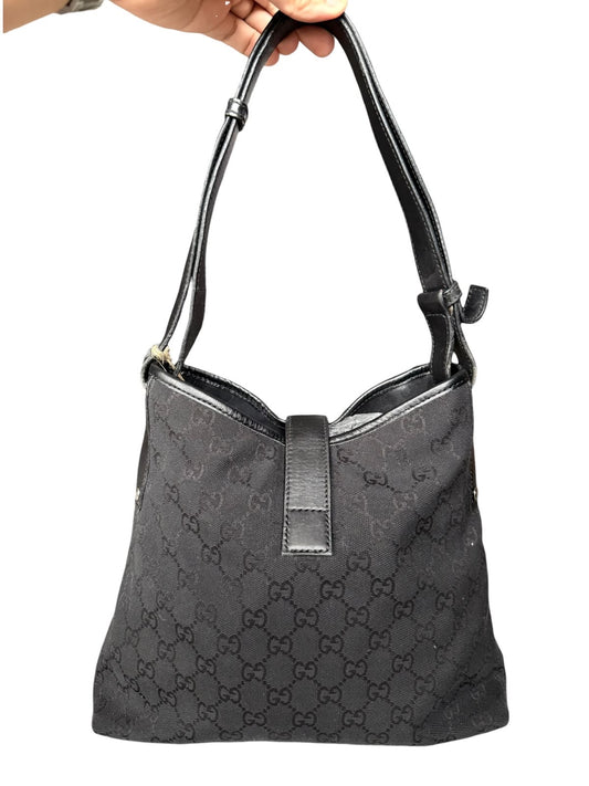 Gucci Piston Lock Shoulder bag GG Canvas Black