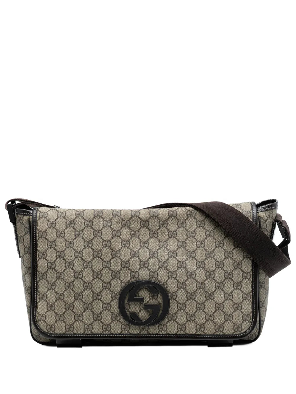 Gucci Interlocking Double Buckle GG Supreme Coated Canvas Brown