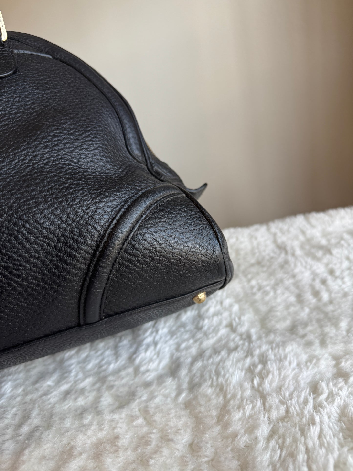Gucci Web Pebbed Leather Blonde Bowler