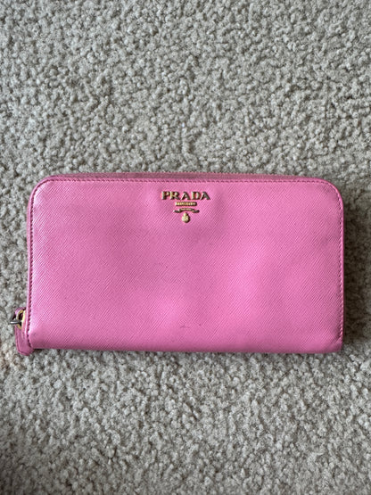 Prada saffiano zippy pink
