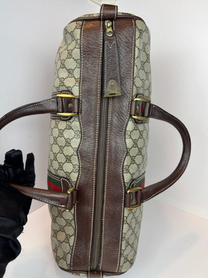 GUCCI Vintage Web Travel GG Coated Canvas Brown