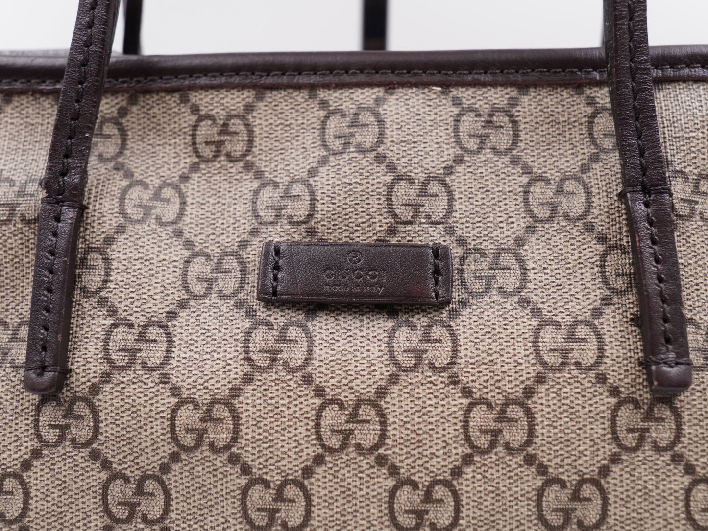 Gucci Small Tote W Strap GG Coated Canvas Brown