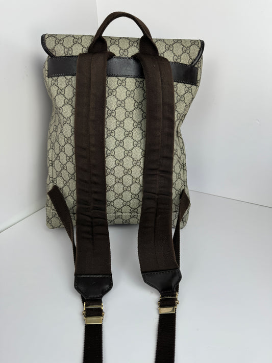 Gucci Buckle Backpack GG Coated Canvas Medium