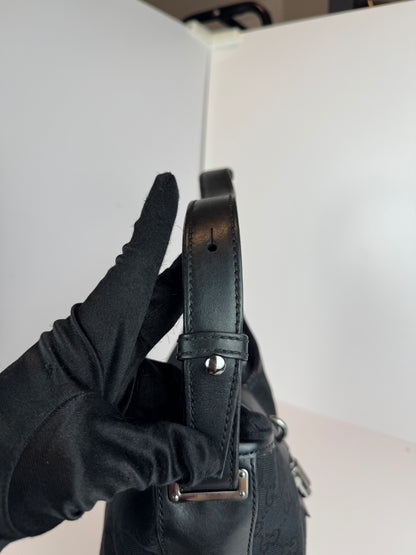 GUCCI Piston Shoulder bag Monogram GG Canvas Black