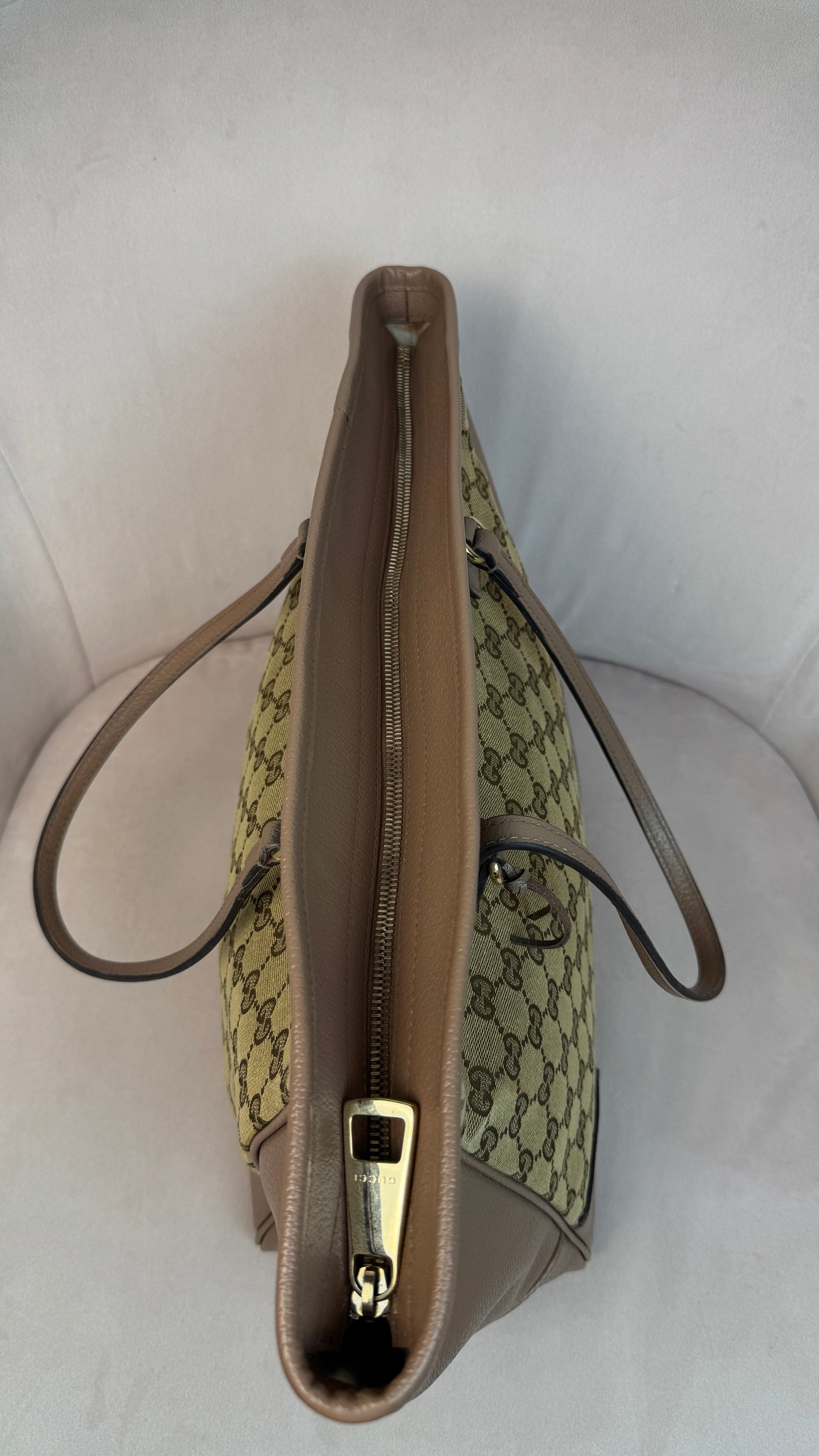 Gucci Bree GG Canvas Tote Shoulder Bag Nude