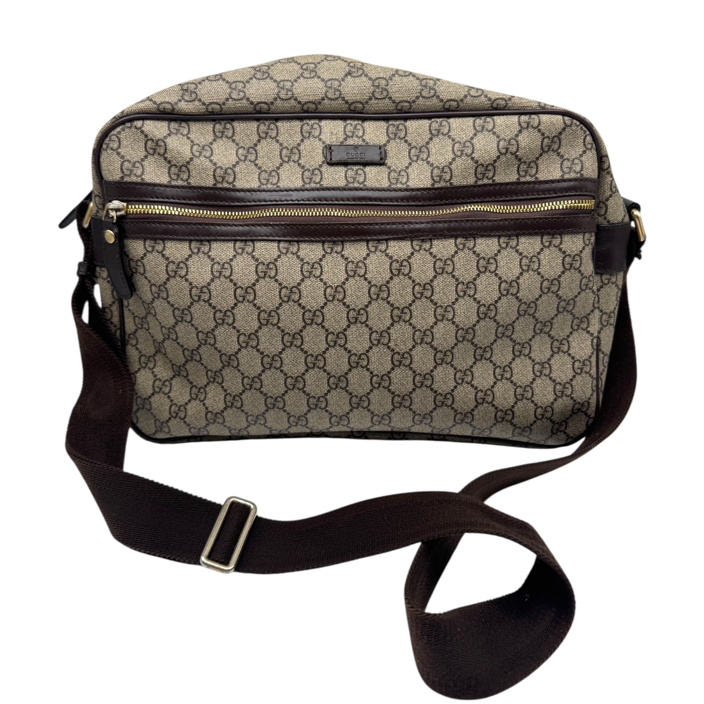 Authentic Gucci Front Zip camera Bag GG Coated