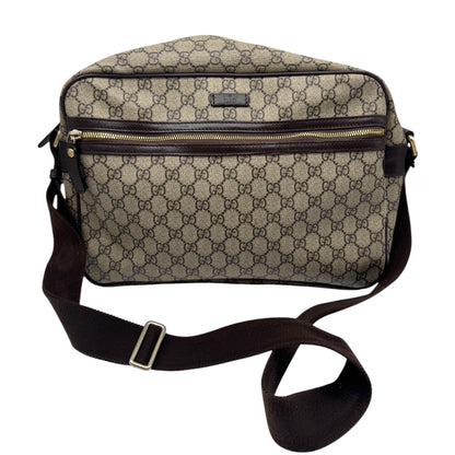 Authentic Gucci Front Zip camera Bag GG Coated