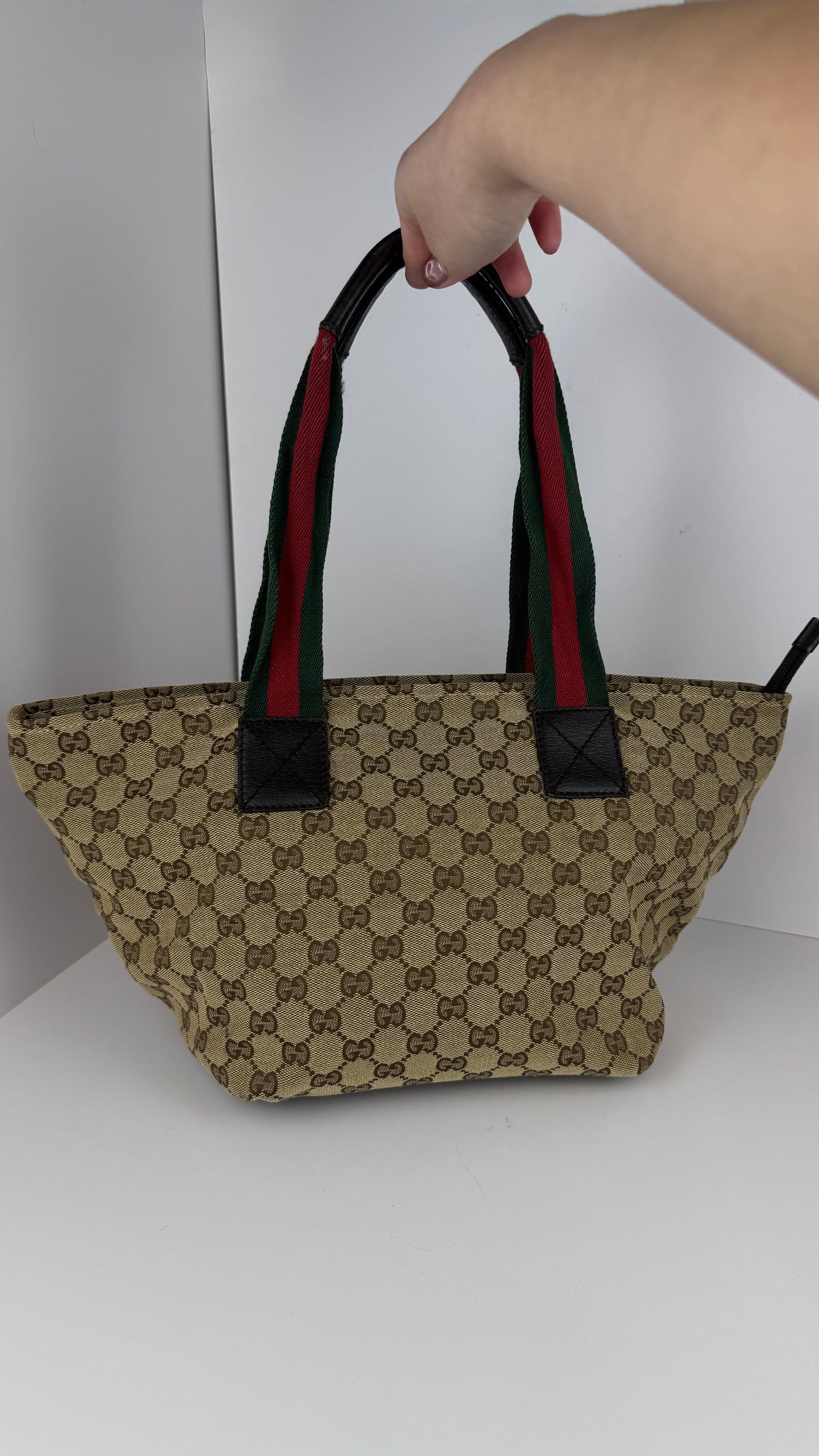 Gucci Web Zip Tote GG Canvas