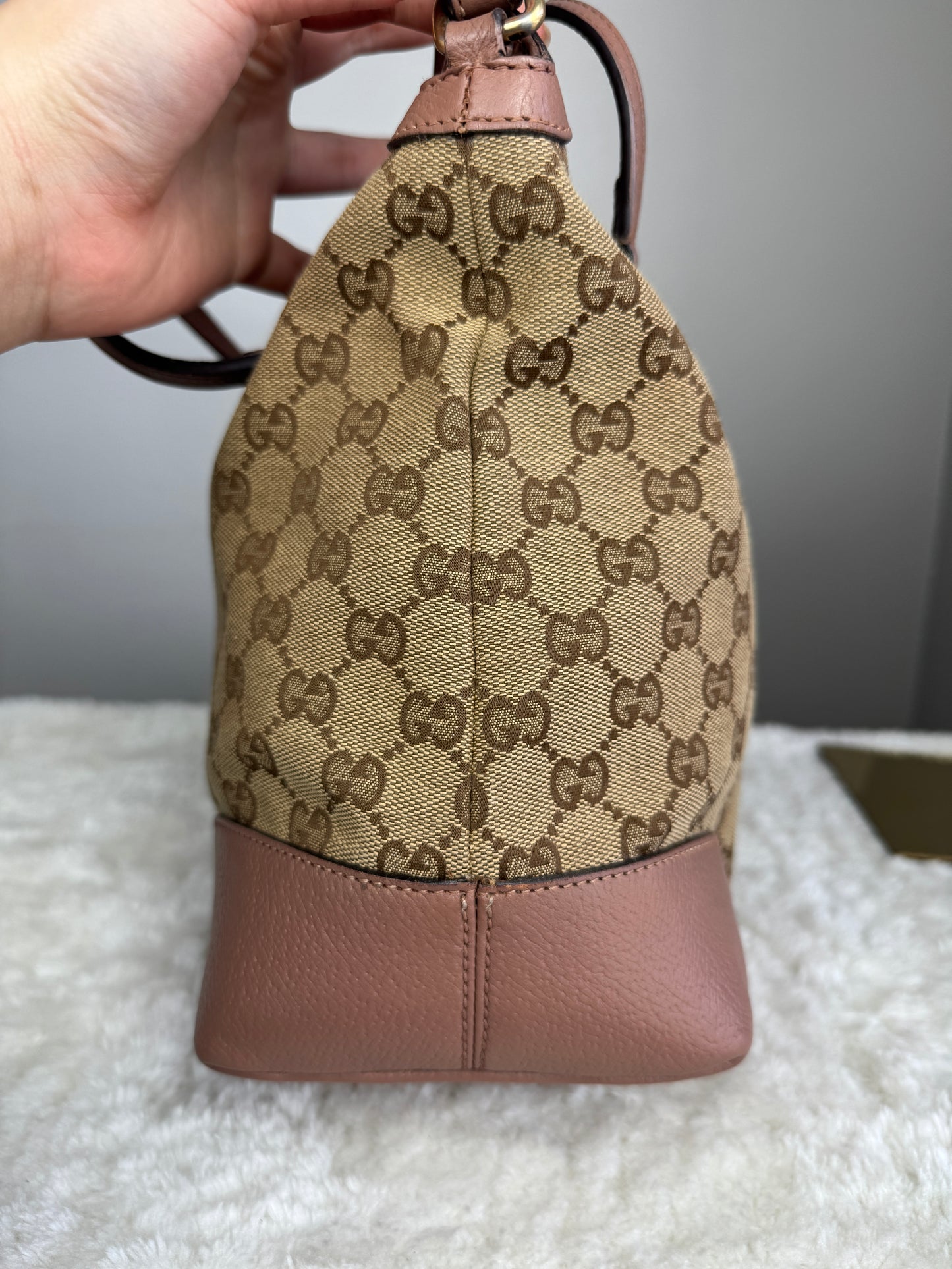 GUCCI Bree Top Handle GG Canvas Pink