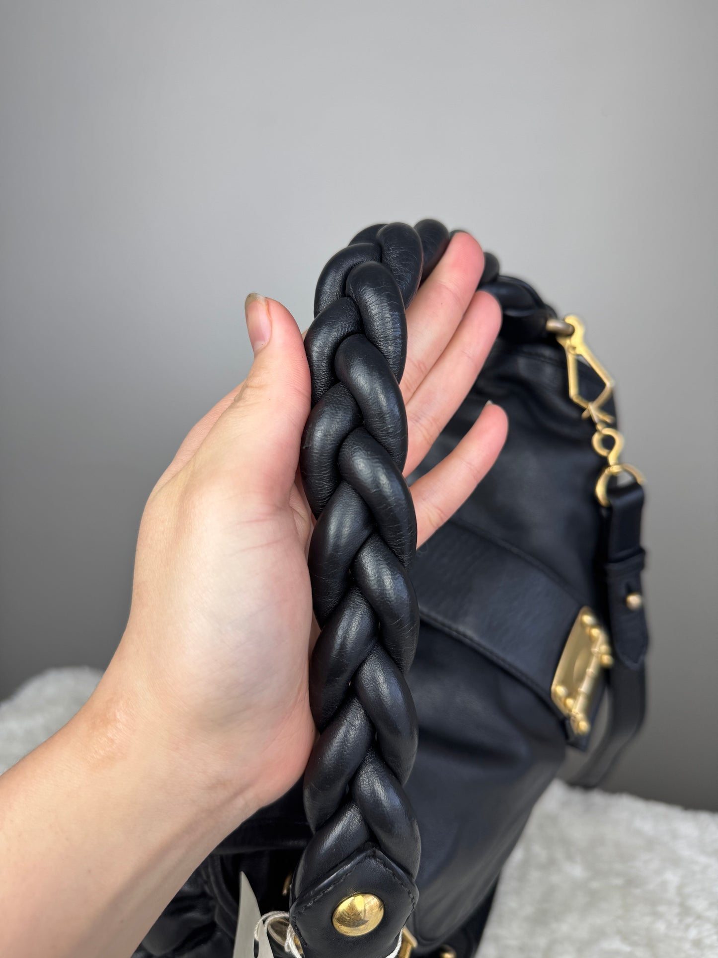 MIU MIU Nappa Matelasse Coffer Hobo Black