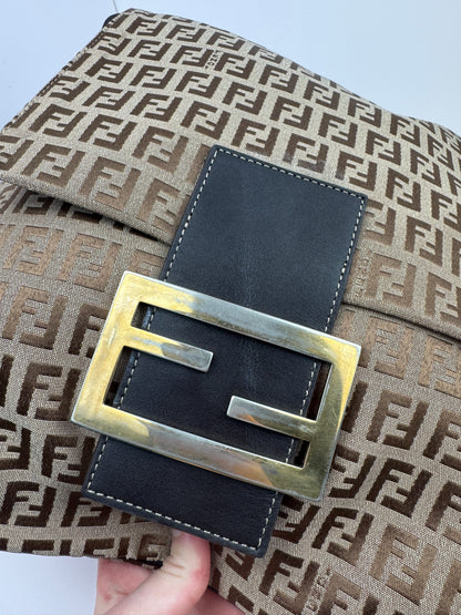 FENDI FF Monogram Crossbody Brown Bag