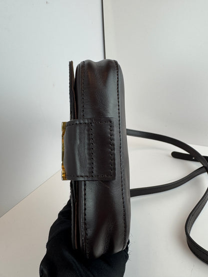 Fendi Vitello Elite Small Chameleon Crossbody Dark Brown
