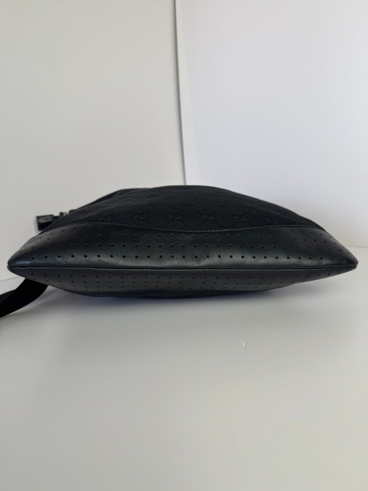 GUCCI Front pocket Messenger GG Canvas with Perforated Leather medium