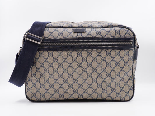Gucci Front Zip Large Messenger Navy