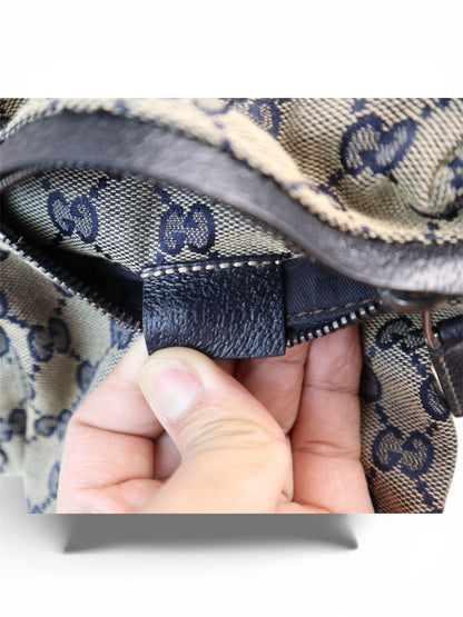 Gucci Vintage Double Belt Bag GG Canvas