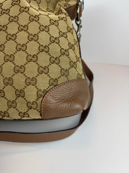 GUCCI Miss GG Hobo GG Canvas with Leather Brown