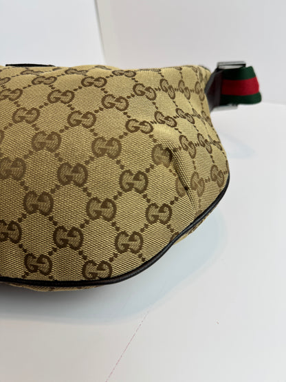 GUCCI Web Halfmoon GG Canvas Brown